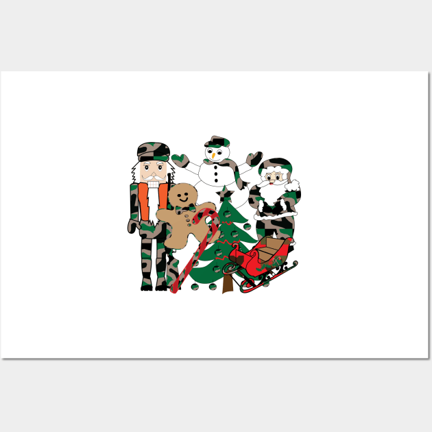 Camo Christmas, illustration, design, holidays Wall Art by sandyo2ly